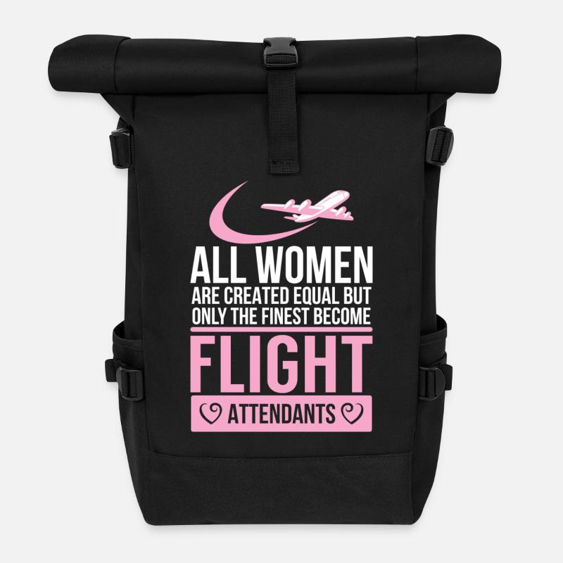 Flight attendant - Flugbegleiterin - Stewardess - - Rolltop Rucksack - Schwarz