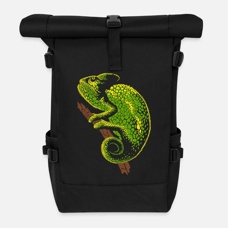 Chameleon reptile - Roll Top Backpack - black