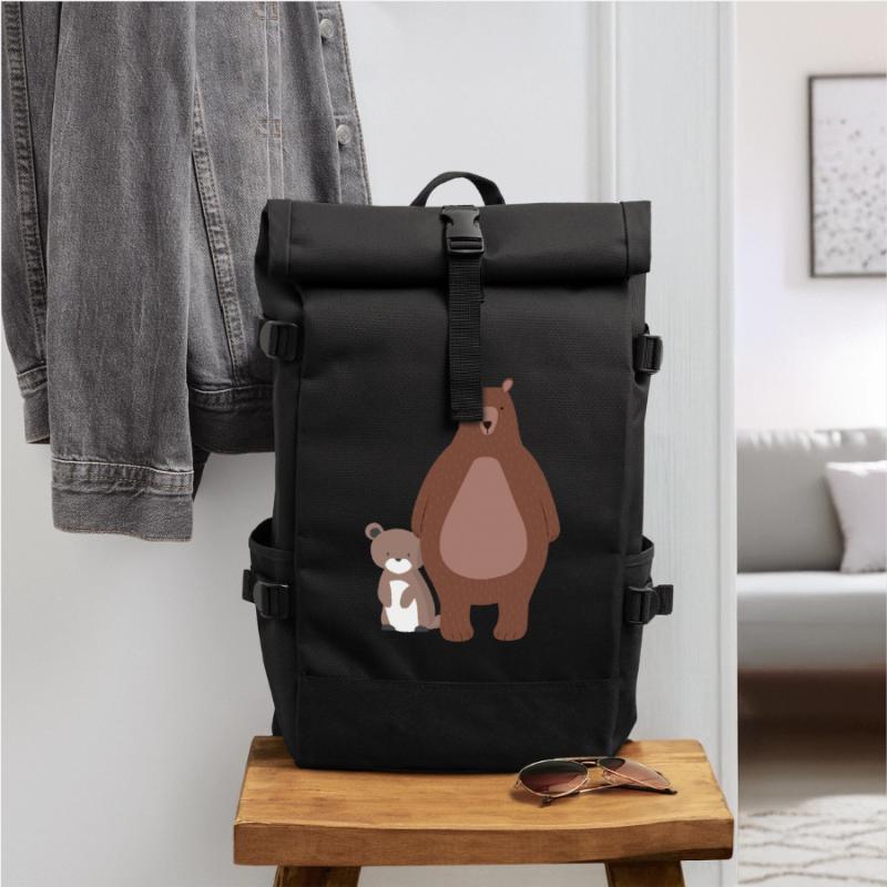 Mama Bär oder Papa Bär mit Babybär Bärchen Rolltop Rucksack