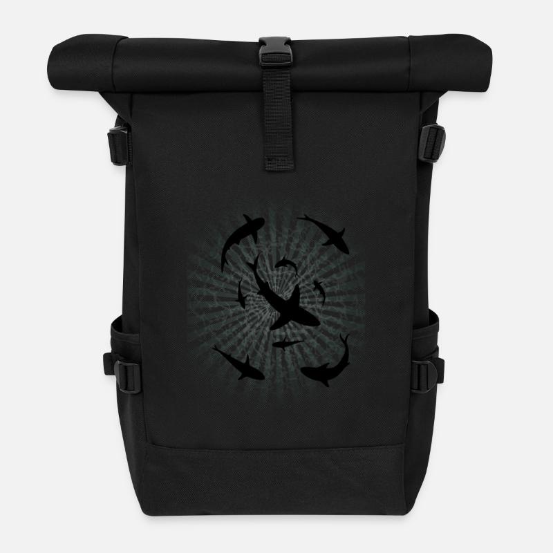 Haie - Sharks - Rolltop Rucksack - Schwarz