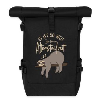 Faultier Es ist so weit Ich bin in Altersteilzeit - Rolltop Rucksack - Schwarz - Vorne