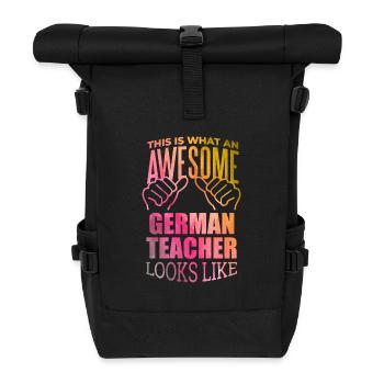 Deutsch - Rolltop Rucksack - Schwarz - Vorne