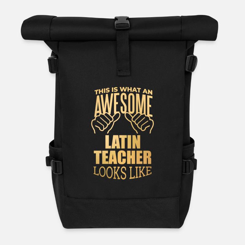 Latein - Rolltop Rucksack - Schwarz