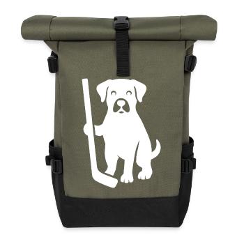 rondelle de joueur de hockey sur glace minimaliste pour chien - Sac à dos roll top - olive/noir - Devant