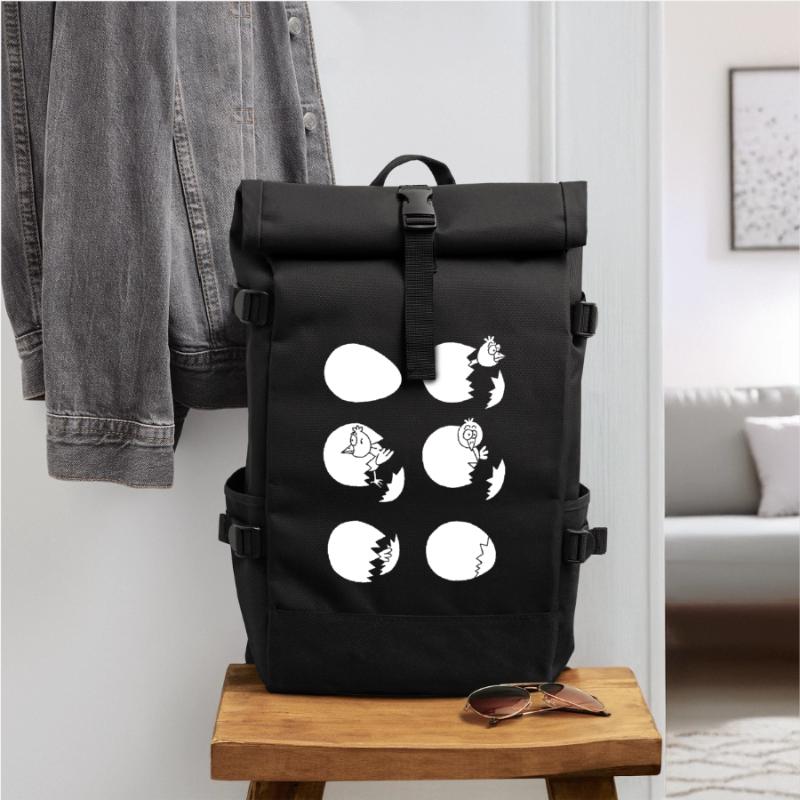 Die Welt entdecken oder nicht (weiß) Rolltop Rucksack
