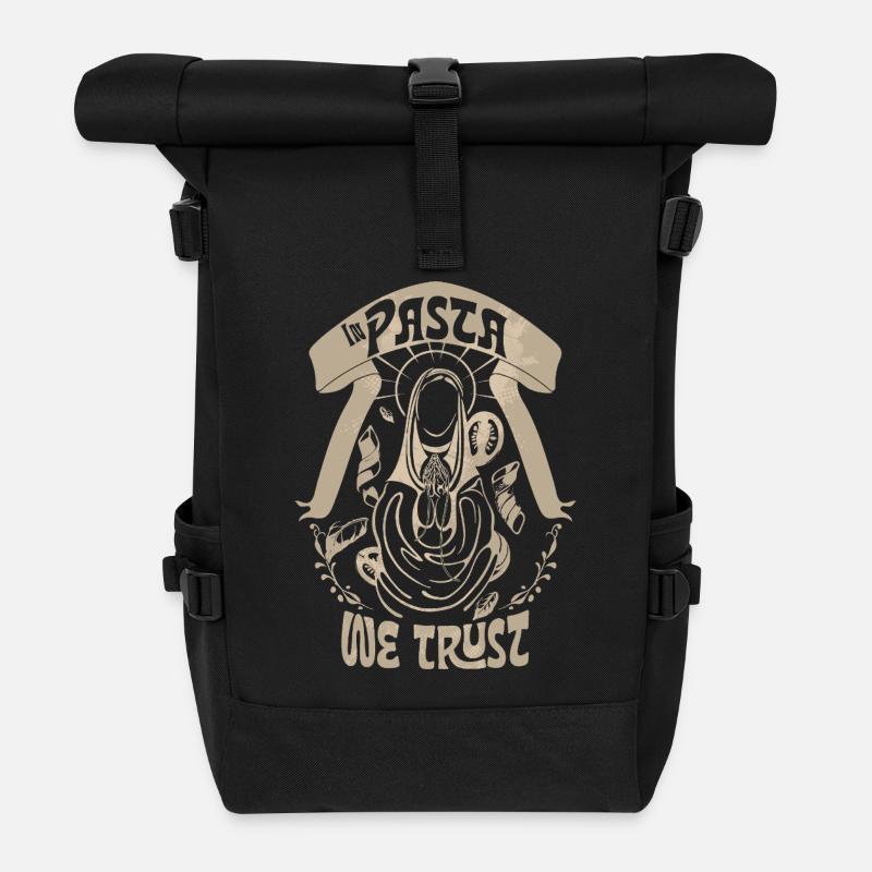 In Pasta We Trust- Vintage Foodie - Roll Top Backpack - black