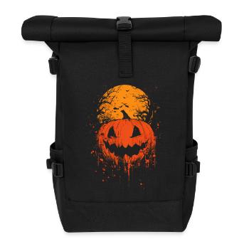 Halloween Kürbis & Blutmond – Grusel Design - Rolltop Rucksack - Schwarz - Vorne