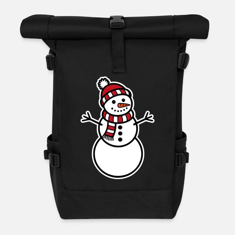 Schneemann - Rolltop Rucksack - Schwarz