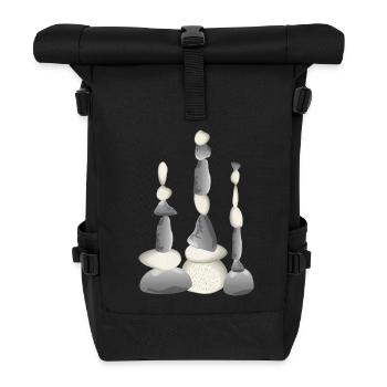 Trois tours de pierre équilibrées de style zen - Sac à dos roll top - noir - Devant