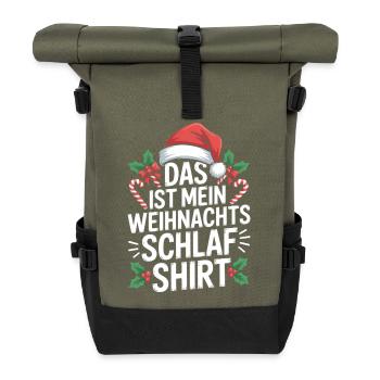 Das Ist Mein Weihnachtsschlafshirt - Rolltop Rucksack - Olive/Schwarz - Vorne