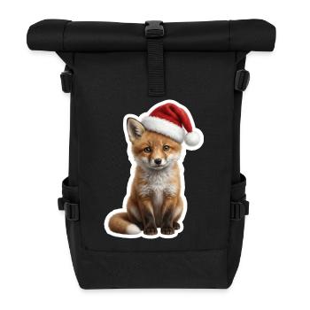 Clever fox is waiting for the presents - Roll Top Backpack - black - Front