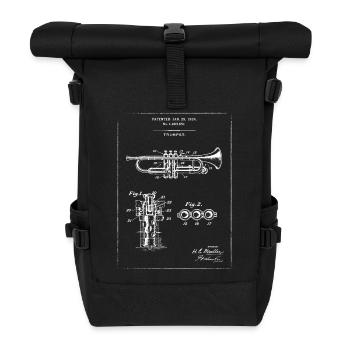 Vintage-Trompetenpatent-Bauplan - Rolltop Rucksack - Schwarz - Vorne