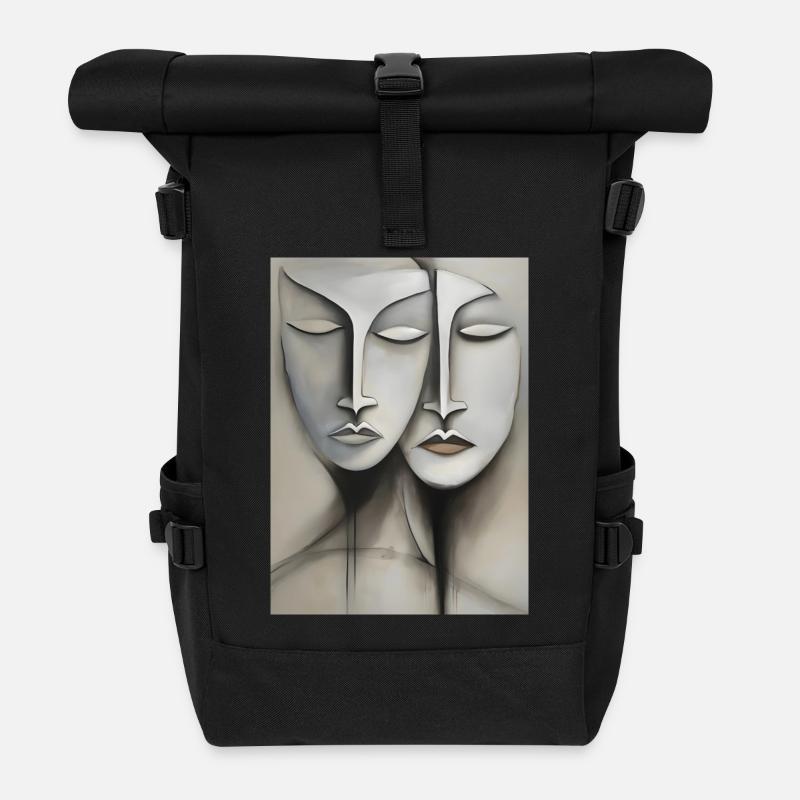Faces, faces - Roll Top Backpack - black