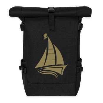 voilier voilier sailor silhouette minimaliste - Sac à dos roll top - noir - Devant
