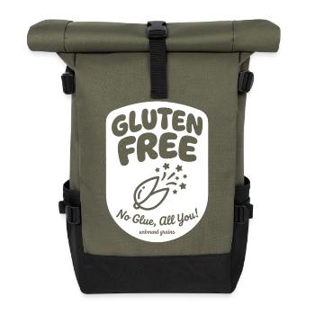 Gluten Free No Glue Humor Design - Roll Top Backpack - olive/black - Front