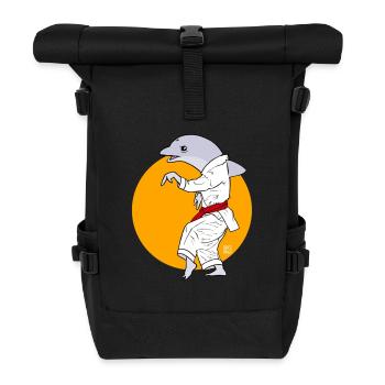 Karate dolphin in kimono - Roll Top Backpack - black - Front