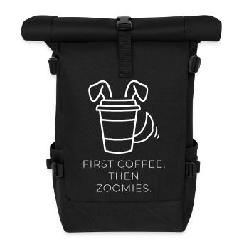 D’abord le café, puis les folies – Dog Coffee Design - Sac à dos roll top - noir - Devant