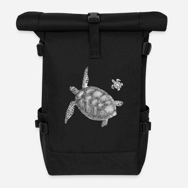 Meeresschildkröten - Rolltop Rucksack - Schwarz