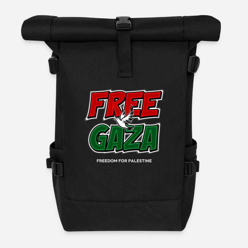 Free Gaza - Rolltop Rucksack - Schwarz