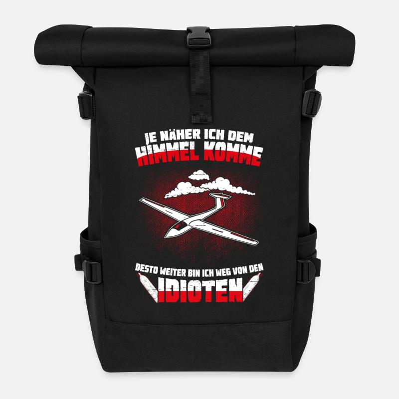 Flieger je näher ich dem Himmel komme - Rolltop Rucksack - Schwarz