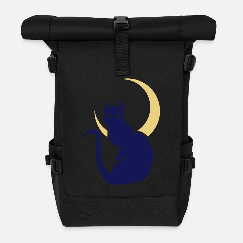 Night Cat - Rolltop Rucksack - Schwarz
