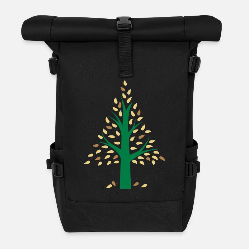 Autumn Tree - Roll Top Backpack - black