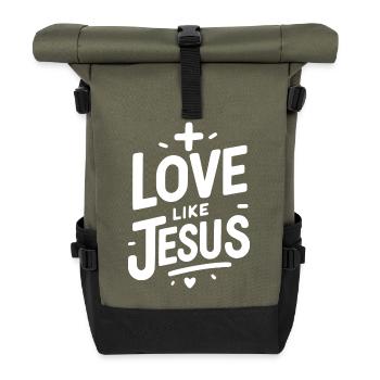 Liebe ist Jesus - Rolltop Rucksack - Olive/Schwarz - Vorne