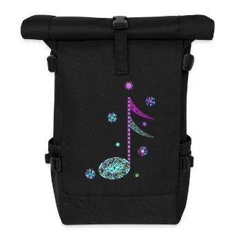 🎭 Double Croche Arlequin, Rythme et Fantaisie ! - Sac à dos roll top - noir - Devant