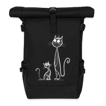 Funny cats in cartoon style - Roll Top Backpack - black - Front