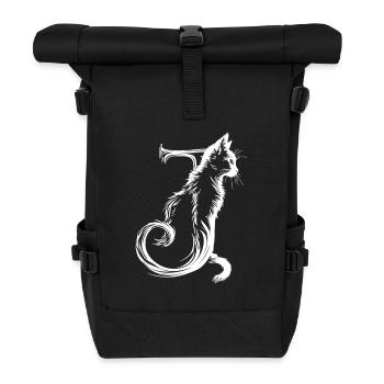 Lettre J avec chat - Sac à dos roll top - noir - Devant