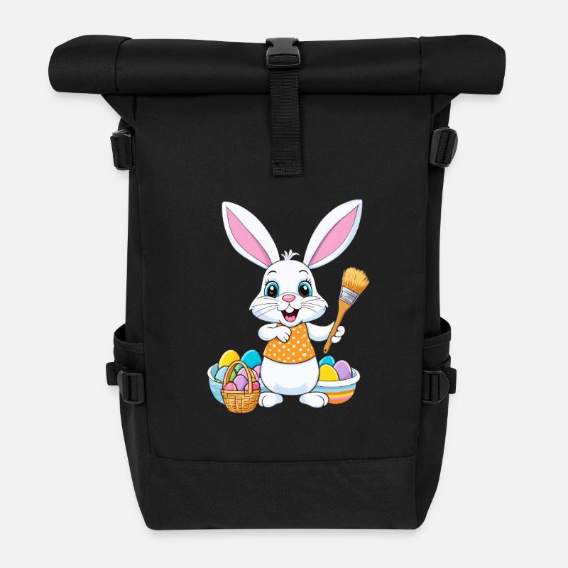 Easter bunny with Easter eggs - Roll Top Backpack - black