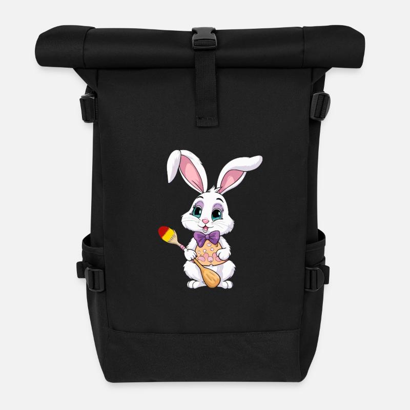 Easter bunny with Easter eggs - Roll Top Backpack - black