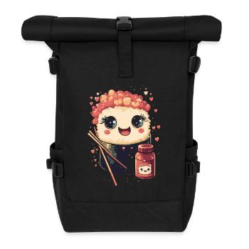 Süße kawaii Sushi Rolle - Rolltop Rucksack - Schwarz - Vorne