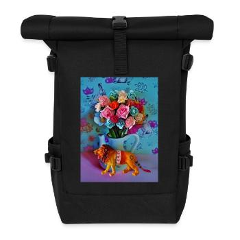 Colorful lion - Roll Top Backpack - black - Front