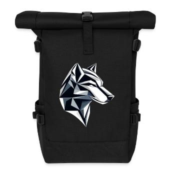 Wolf I Low Poly Art Logo Design - Roll Top Backpack - black - Front