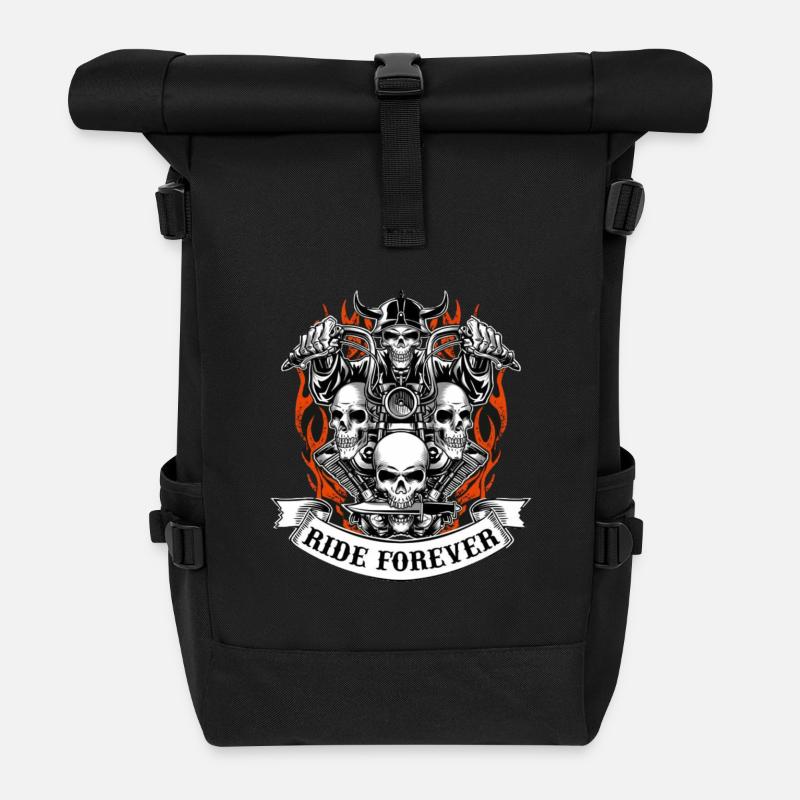 Motorradfahrer - Rolltop Rucksack - Schwarz