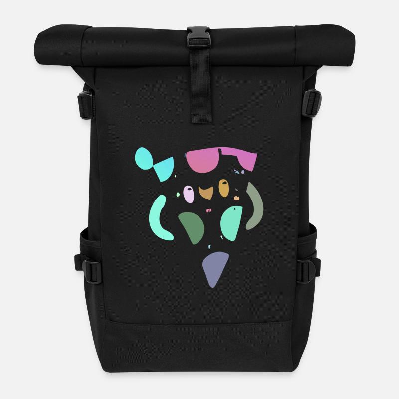 Mosaïque de pizza abstraite pastel - Sac à dos roll top - noir