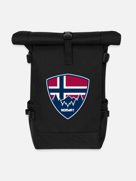 Norway - Norge - Norwegen - Wappen - Rolltop Rucksack - Schwarz
