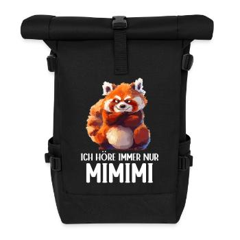Roter Panda Katzenbär Red Panda Ich höre Mimimi - Rolltop Rucksack - Schwarz - Vorne