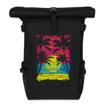 Sunset Paradise - Rolltop Rucksack - Schwarz - Vorne