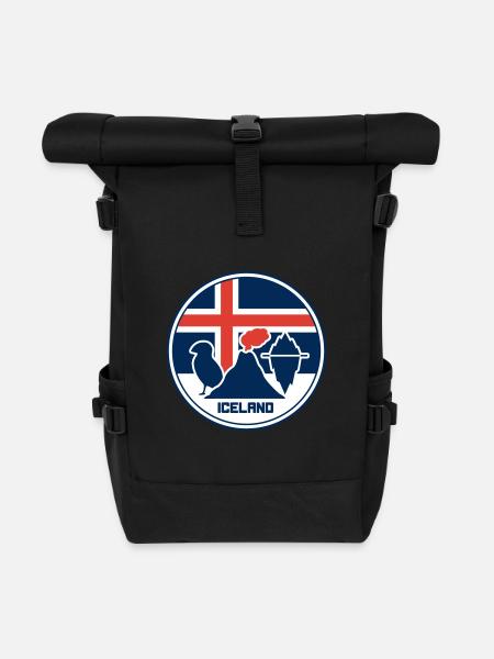 Islande - Île - Ísland - Sac à dos roll top - noir