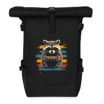 Raccoon Gaming Video Games Gamer - Roll Top Backpack - black - Front