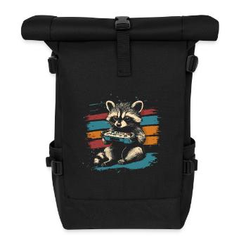 Raccoon Gaming Video Games Gamer - Roll Top Backpack - black - Front