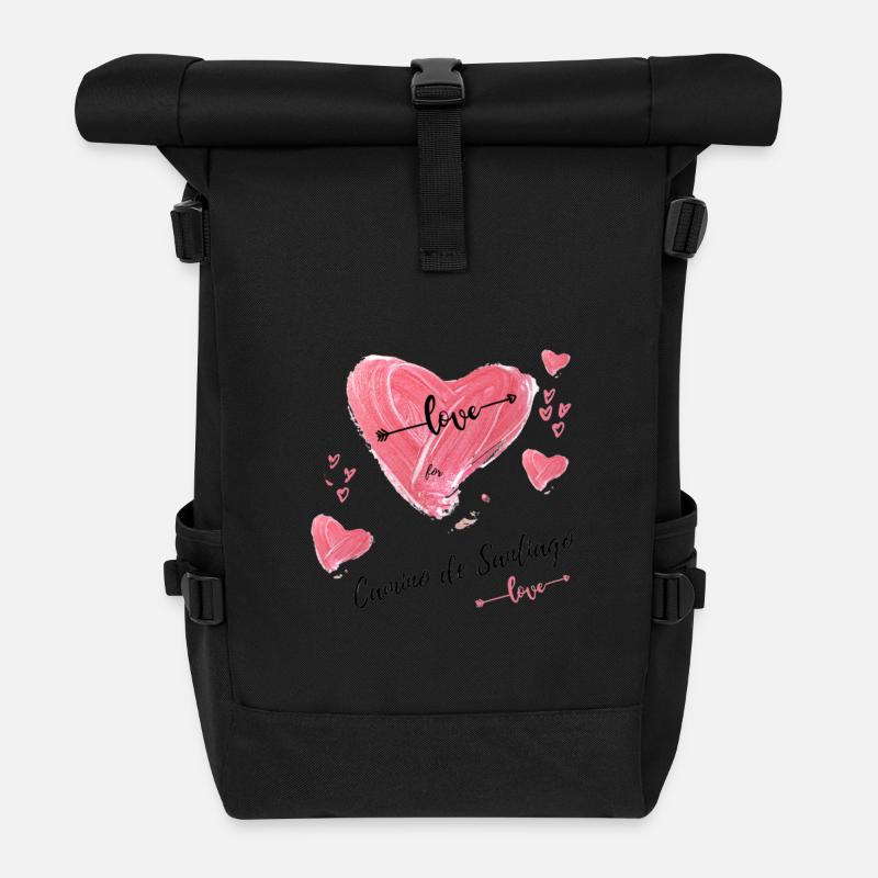 Herz auf dem Jakobsweg - Rolltop Rucksack - Schwarz