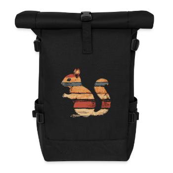 Squirrel vintage autumn - Roll Top Backpack - black - Front