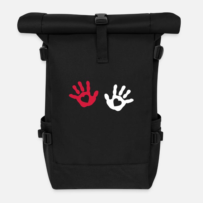 Baby - Handabdruck - Herz - Rolltop Rucksack - Schwarz