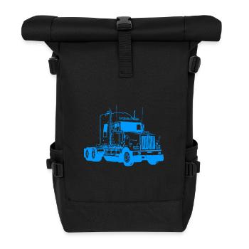 Art Deco Industrial Transport Truck - Roll Top Backpack - black - Front