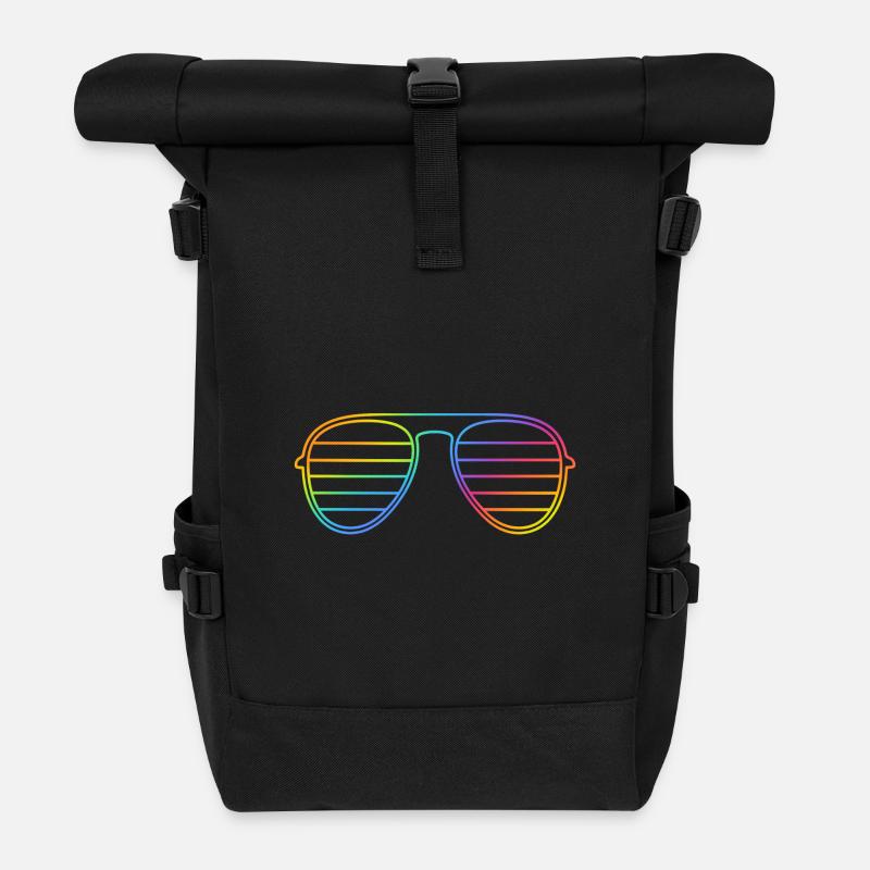 Neon Pride Brille – Minimalistisches Design - Rolltop Rucksack - Schwarz