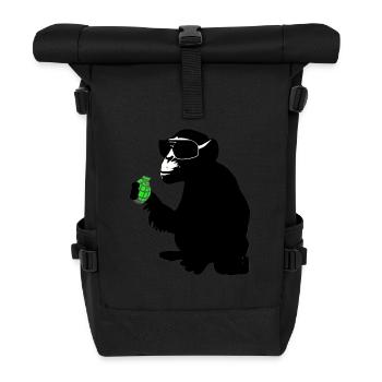 affe mit handgranate - Rolltop Rucksack - Schwarz - Vorne