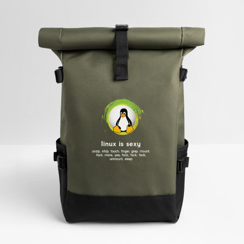 Computer System Pinguin Nerd pc inside code admin Rolltop Rucksack